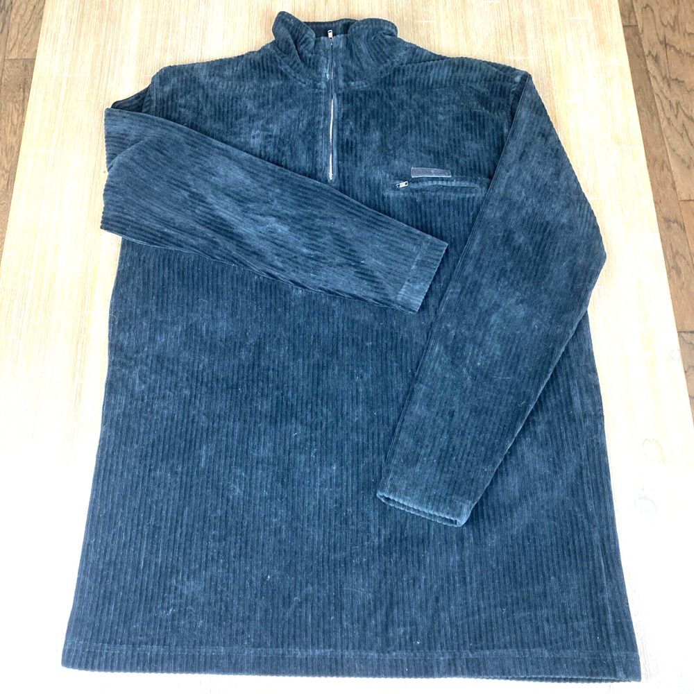 VTG Lauren Ralph Lauren Corduroy Quarter Zip Black Pullover Woman's Size S‎